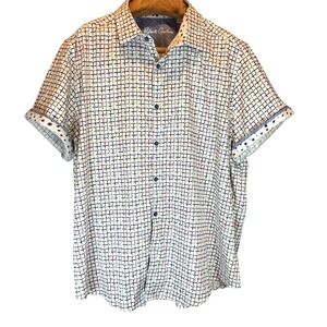 Robert Graham 4XL THE SHOCKER Short Sleeve Button Up Shirt Windowpane Contrast